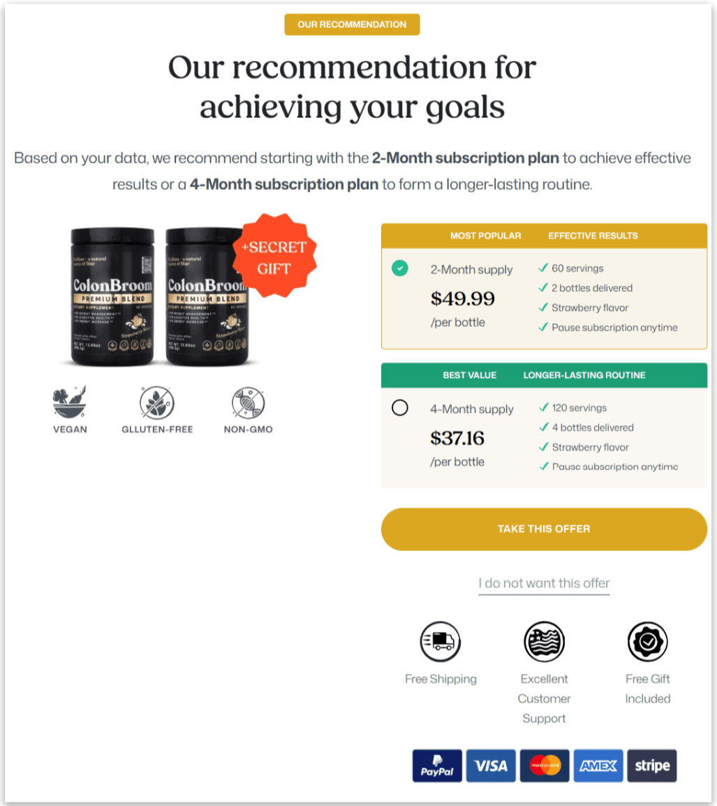 ColonBroom GLP1 Secure Checkout Page